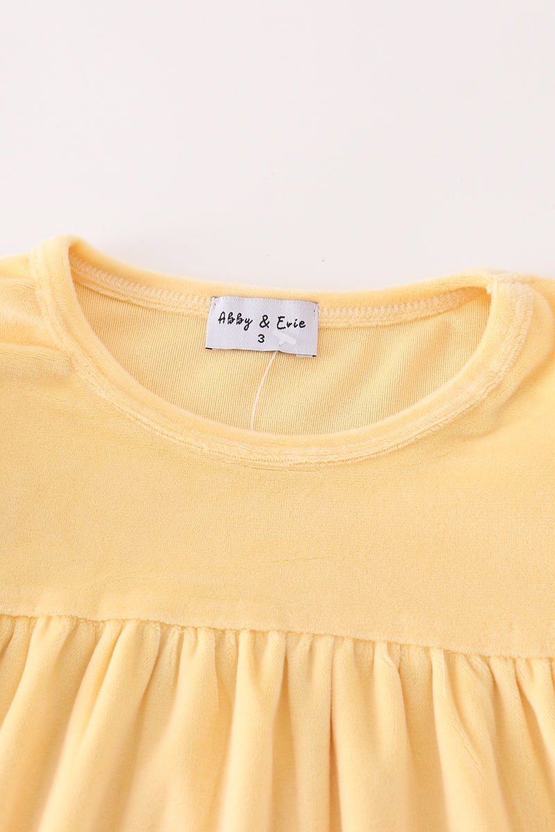 Beige Velvet Pumpkin Girl Ruffle Pants et