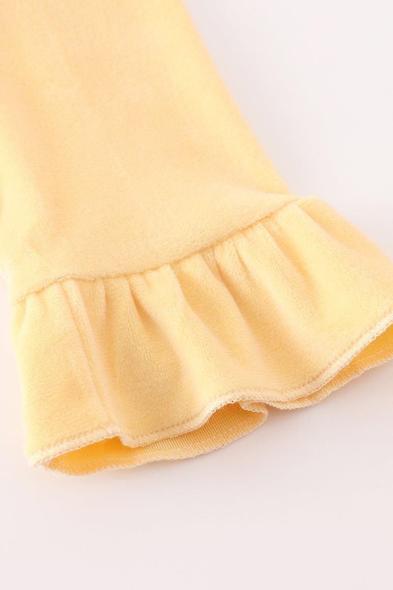 Beige Velvet Pumpkin Girl Ruffle Pants et