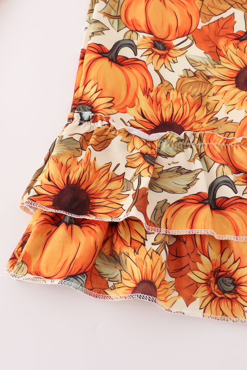 Beige Velvet Pumpkin Girl Ruffle Pants et