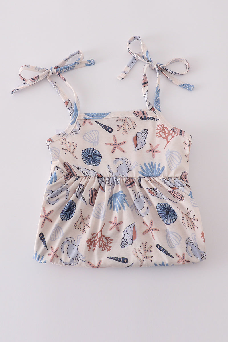 Blue Ocean Breeze Shells Print Mom & Me Dress