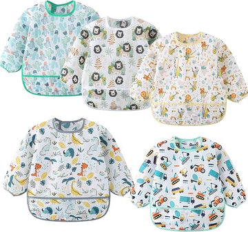 Baby Feeding - Baby Toddler Waterproof Sleeved Bib Random Color