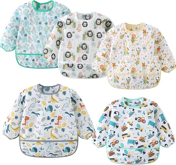 Baby Feeding - Baby Toddler Waterproof Sleeved Bib Random Color