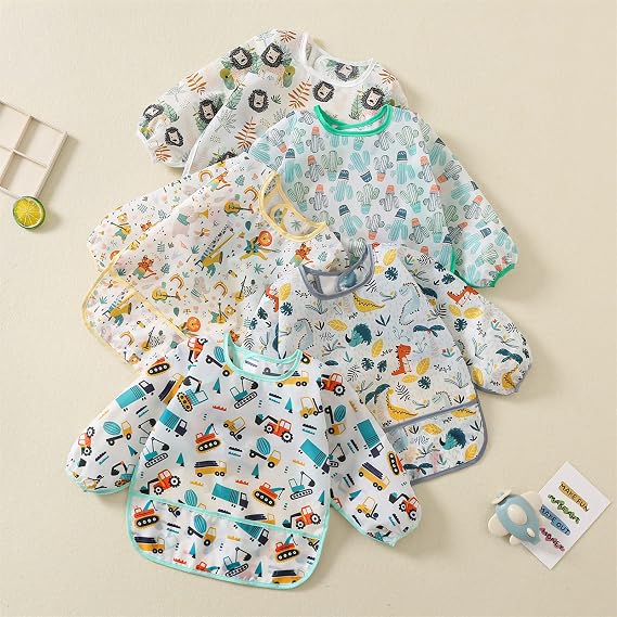 Baby Feeding - Baby Toddler Waterproof Sleeved Bib Random Color