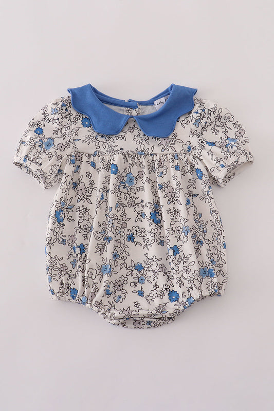 Blue Vintage Floral Print Bubble