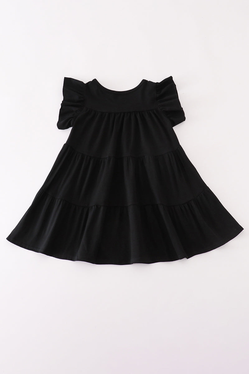 Black Ghost Sequin Ruffle Dress