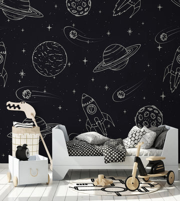 Baby Nursery Decor - Children's Space Nursery Wallpaper