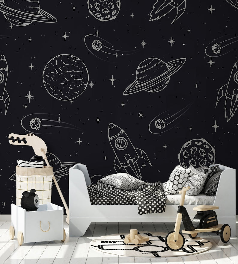Baby Nursery Decor - Children's Space Nursery Wallpaper