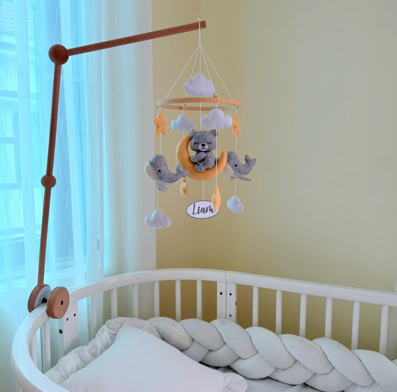 Baby Nursery Decor – Bear Moon & Whale Felt