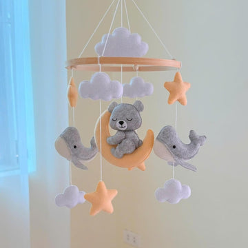 Baby Nursery Decor – Bear Moon & Whale Felt