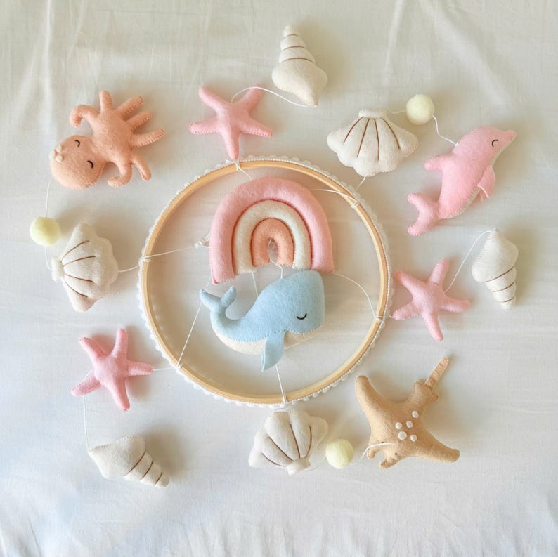 Baby Nursery Decor – Ocean Baby Pastel Felt Sea Animals