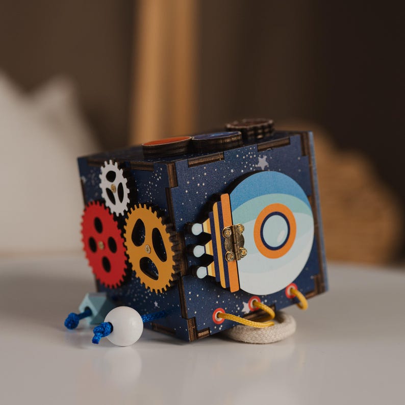 Wooden Baby Toy - Animals Busy Cube Random Color