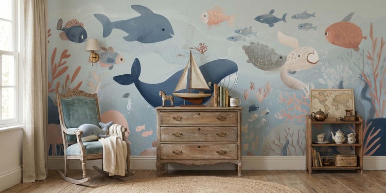 Baby Nursery Decor - Ocean Animals Kids Wall Mural