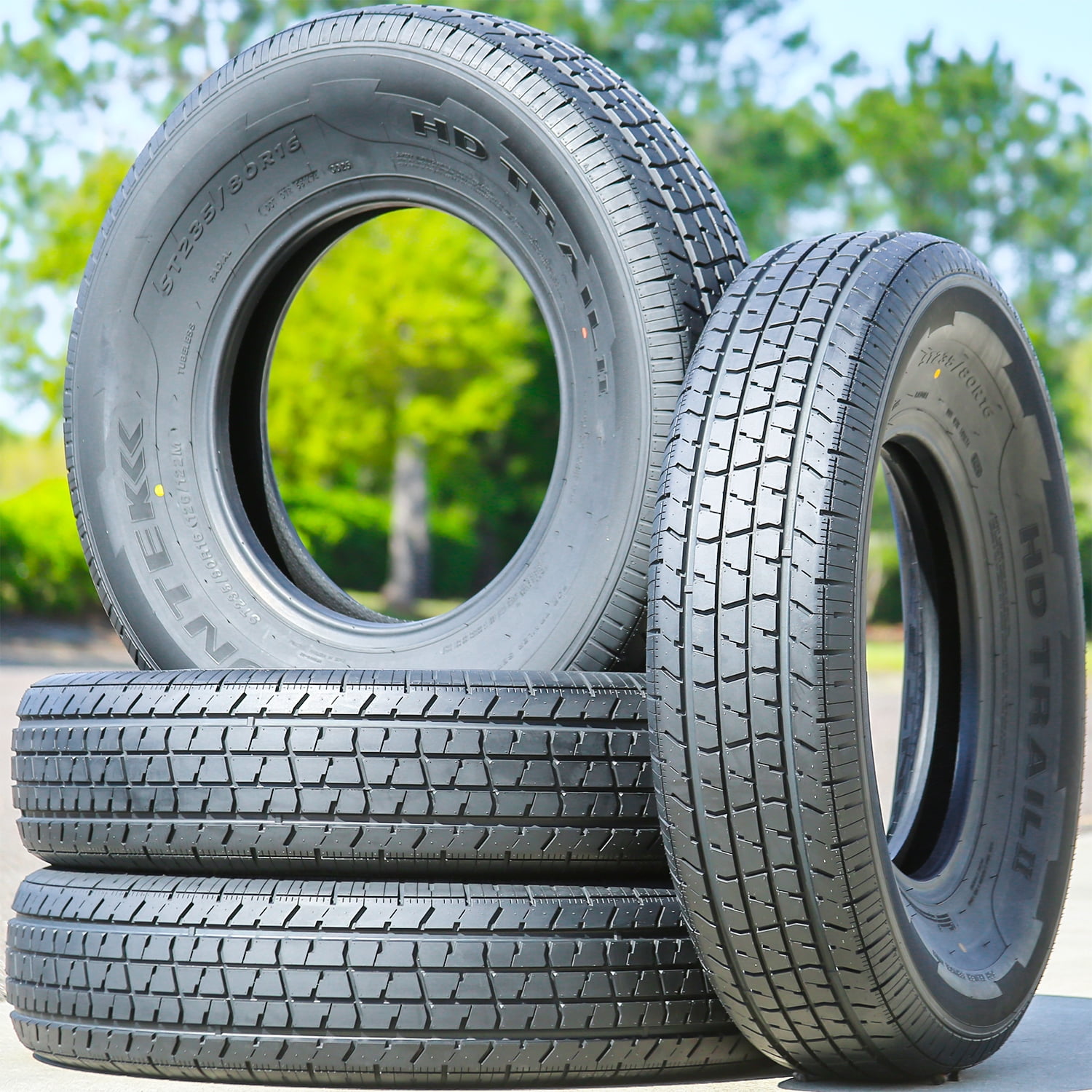 Set of 4 Suntek HD Trail 2 Semi-Steel ST225/75R15 225/75R15 117/112M E 10 Ply Trailer – All-Season Tire for Trailer